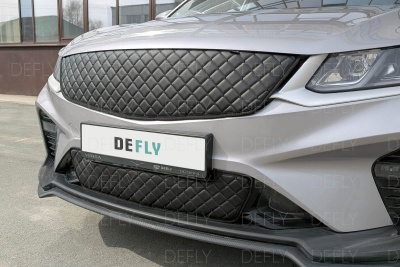 Утеплитель радиатора для Geely Coolray, Belgee X50, 2018-н.в., до рестайлинга, экокожа черная