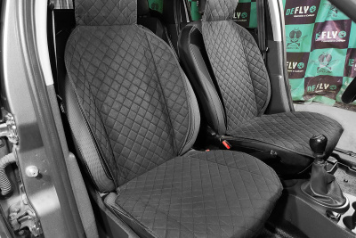 Накидки на передние сиденья из черной замши с стежкой ромб (2 шт.)