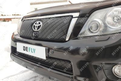 Утеплитель радиатора для Toyota Land Cruiser Prado (J150), 2009-2013, экокожа черная 