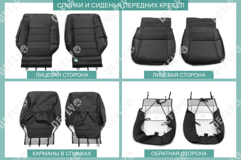Чехлы на сиденья Toyota Highlander (XU20), 2000-2003, экокожа черная