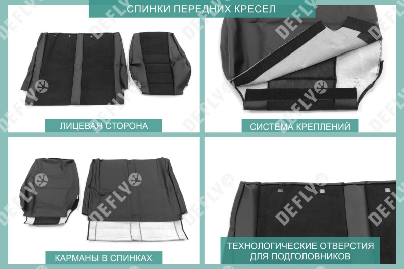 Чехлы на сиденья ГАЗ ГАЗон Некст, 2014-н.в., экокожа черная/замша черная