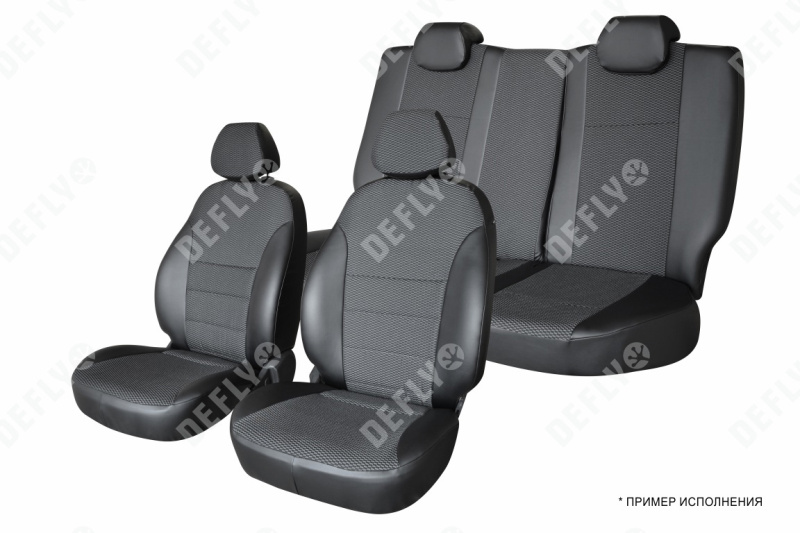 Чехлы на сиденья Toyota Auris, 2012-2015, задний ряд 60/40, экокожа черная/жаккард 