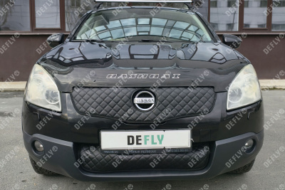 Утеплитель радиатора для Nissan Qashqai (J10), 2006-2010, экокожа черная 