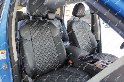 Чехлы на сиденья Haval Jolion, 2020-н.в., экокожа черная/ромб перфорация