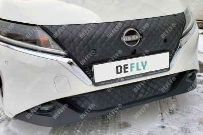 Утеплитель радиатора для Nissan Note (E13), 2020-2023, экокожа черная 