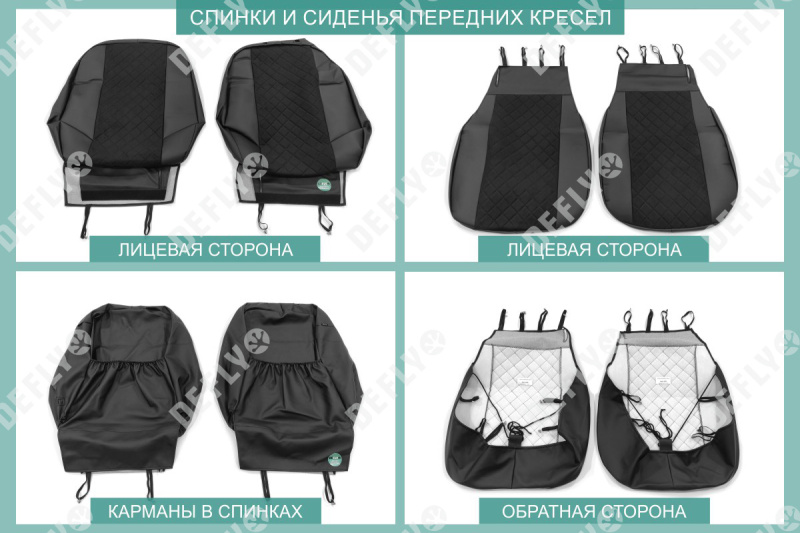 Чехлы на сиденья Nissan Qashqai (J10), 2006-2013, экокожа черная/замша черная ромб