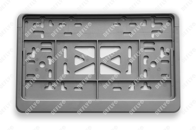 Рамка для номера автомобиля квадратная с защелкой, пластиковая, серая 
