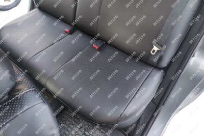 Чехлы на сиденья Nissan Note (E11), 2005-2007, правый руль, спинка 2 ряда раздельная, экокожа черная