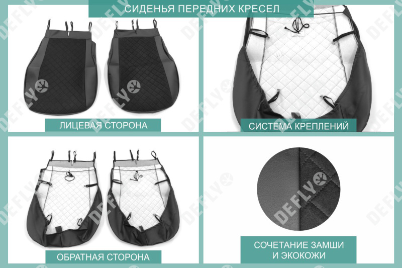 Чехлы на сиденья Hyundai Creta (GS), 2015-2021, экокожа черная/замша черная ромб 