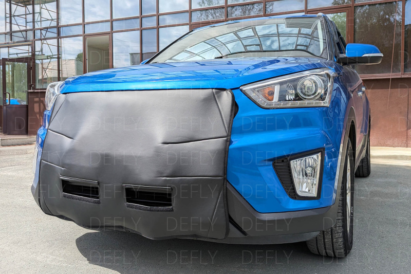 Утеплитель радиатора универсальный, размер M, экокожа черная 