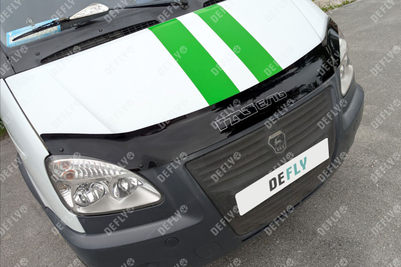 Дефлектор капота ГАЗ ГАЗель Бизнес, Соболь, 2003-н.в., рестайлинг, еврокрепеж