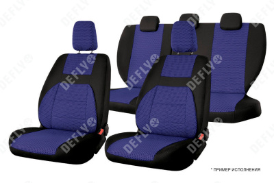 Чехлы на сиденья Lada Granta, 2011-2018, дополнительная боковая поддержка, задний ряд 60/40, жаккард черный/синий