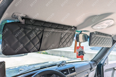 Чехлы на солнцезащитные козырьки Lada Niva 4x4, с 2019г., экокожа черная, комплект 2 шт.