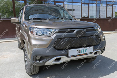 Утеплитель радиатора для Лада Нива Тревел, 2020-н.в., экокожа черная 