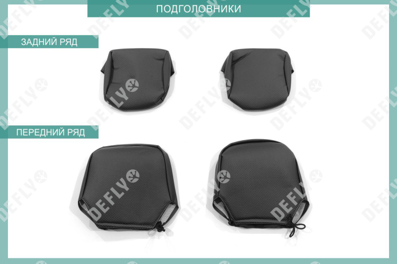 Чехлы на сиденья Лада Гранта 2, 2018-н.в., спинка 2 ряда цельная, экокожа черная