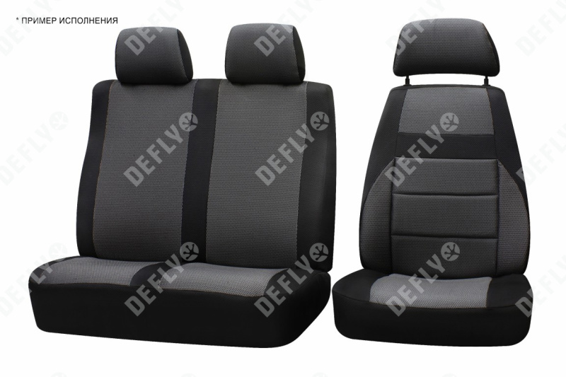 Чехлы на сиденья ГАЗ ГАЗель Бизнес, 2010-2017, дополнительная боковая поддержка, жаккард черный/серый