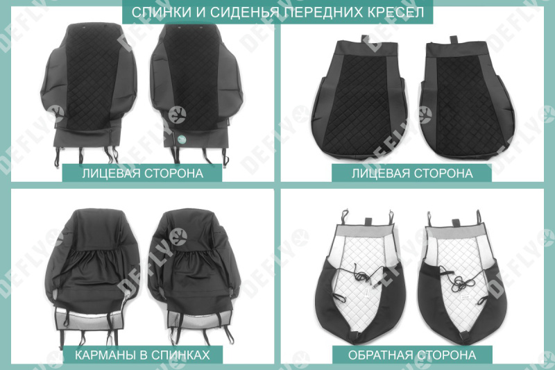 Чехлы на сиденья Лада Веста, 2015-н.в., седан, задний ряд 60/40, экокожа черная/замша черная ромб