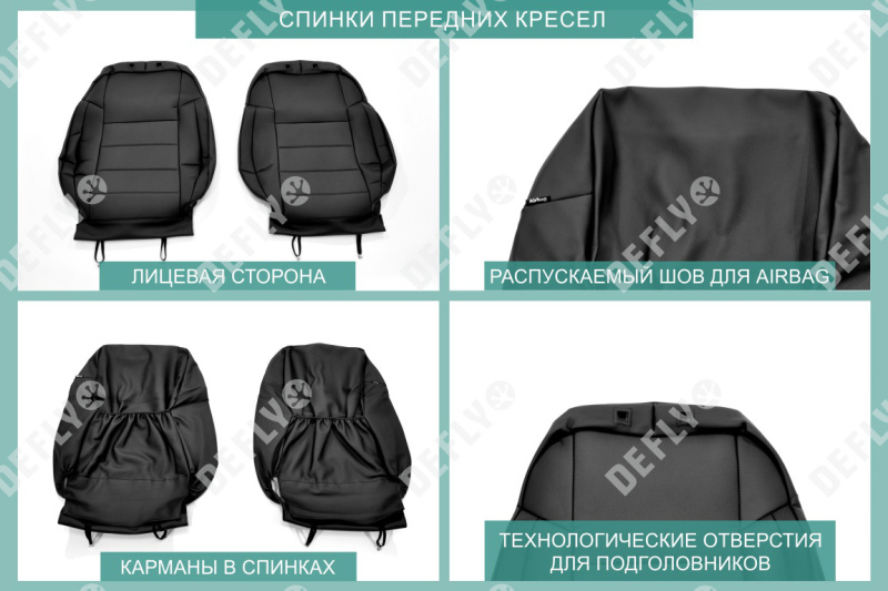 Чехлы на сиденья Kia Rio X-Line, 2017-2022, экокожа черная