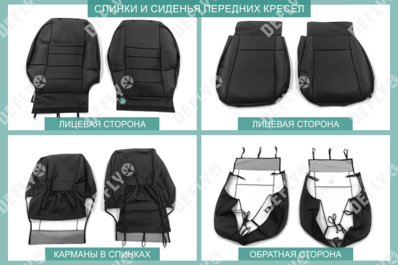 Чехлы на сиденья Toyota Corolla Fielder (E120), 2000-2006, спинка-столик, экокожа черная