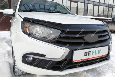 Утеплитель радиатора для Лада Гранта 2, Кросс, Спорт, 2018-н.в., экокожа черная 