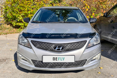 Утеплитель радиатора для Hyundai Solaris (RB), 2014-2017, рестайлинг, экокожа черная