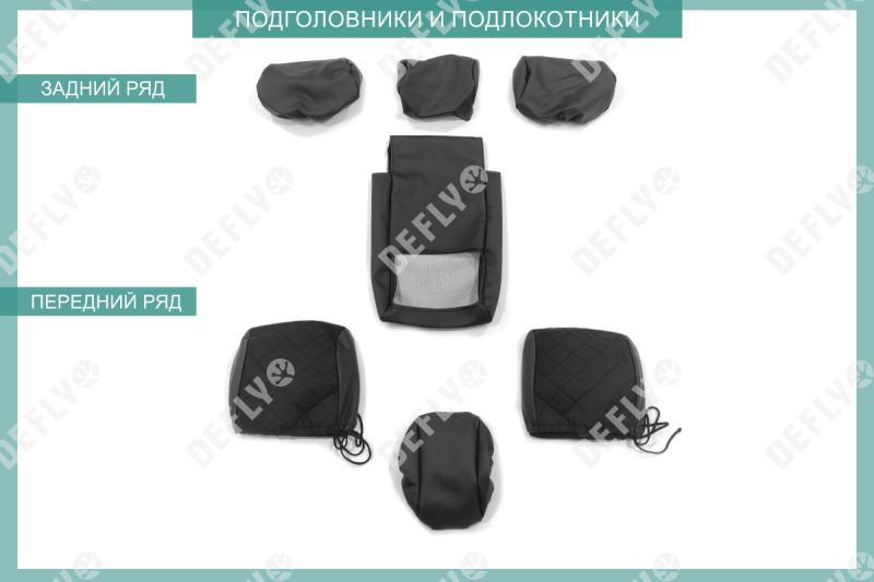 Чехлы на сиденья Toyota Corolla Fielder (E120), 2000-2006, спинка-столик, экокожа черная/замша черная ромб