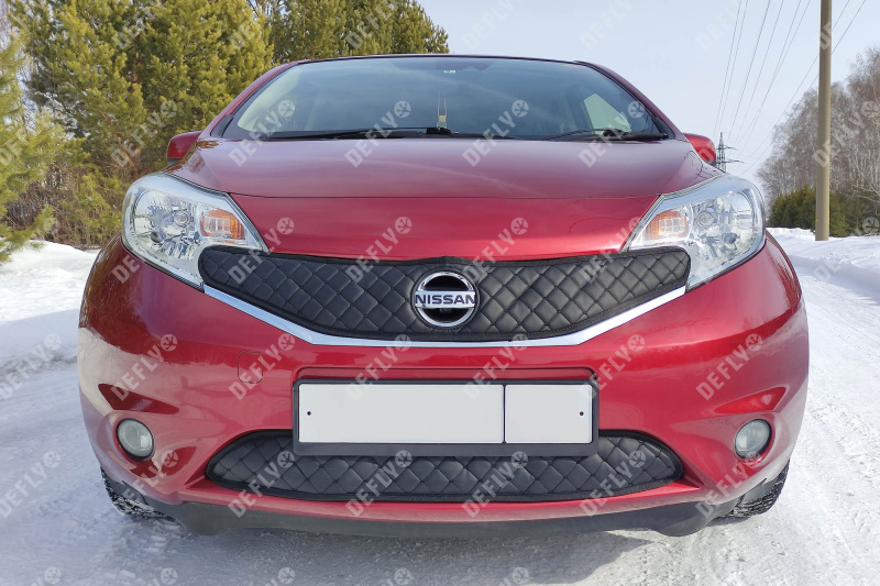 Утеплитель радиатора для Nissan Note (E12), 2012-2016, экокожа черная 