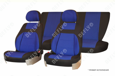 Чехлы на сиденья Lada Priora, 2008-2014 / 2112, 1999-2009, хэтчбек, универсал, дополнительная боковая поддержка, жаккард черный/синий